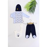 sitilin Erkek Bebek Mavi 4 lü Hastane Çıkışı Zıbın Takım STL6806