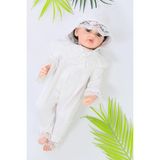 Sitilin Kız Bebek Dantelli Lüks Bebek Hastane Çıkışı Mevlüt ve Özel Günler Için Harika Tulum Set STL6503 - Ekru - 0 - 3 Ay
