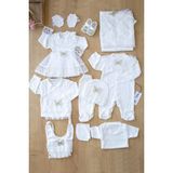 Sitilin Kız Bebek Dantelli Tütülü Lüks 10 Lu Hastane Çıkışı Set STL6104 - 0 - 3 Ay - Beyaz