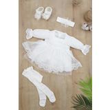sitilin Kız Bebek Mevlüt Elbisesi Gelinlik Fransız Dantelli Mevlit Takımı Bebek Mevlütlük Seti STL6838 0-3 AY