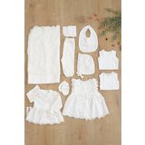 sitilin Kız Bebek Natıral Pamuk Kumaş Fistolu Dantelli Lüks 10 Lu Hastane Çıkışı Set STL6800