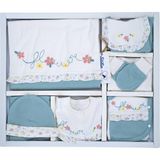 Sitilin Kız Bebek Natural Yeşil Işlemeli Süslü Lüks 10 Lu Hastane Çıkışı Set STL606410 - 0 - 3 Ay