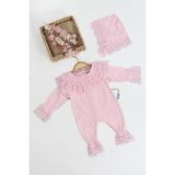 Sitilin Kız Bebek Pembe Dantelli Lüks Bebek Hastane Çıkışı Mevlüt ve Özel Günler Için Harika Tulum Set STL6659 - 0 - 3 Ay - 50P-Pembe