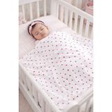 Sitilin Kız Erkek Bebek Çift Katlı Penye Kalpli Kundak Battaniye STL7138 - Beyaz - 0 - 1 Yaş