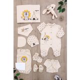 Sitilin Kız Erkek Bebek Organik Natural Yenidoğan Oyun Arkadaşı 10 Lu Hastane Çıkışı Zıbın Seti STL6933