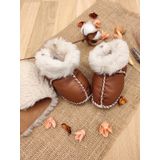 Sitilin Organik Deri Unisex Bebek Patik İçi Yünlü Doğal Bebek Botu STL6037 6-12 Ay