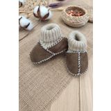 Sitilin Organik Deri Unisex Bebek Patik İçi Yünlü Doğal Bebek Çorap STL6043 6-12 Ay