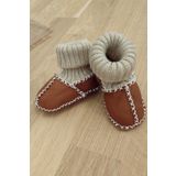 Sitilin Organik Deri Unisex Bebek Patik İçi Yünlü Doğal Bebek Çorap STL6049 0-6 Ay