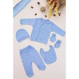 Sitiln Kız Bebek Mavi 5 Li Hastane Çıkışı Seti STL6651 - 0 - 3 Ay