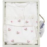 Sitiln Kız Bebek Natural Pamuk Kumaş 5 Li İşlemeli Lüks Hastane Çıkışı Seti Stl6680 - 0 - 3 Ay - Ekru