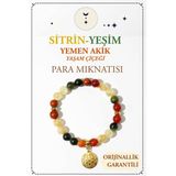 Sitrin Doğal Taşı –yeşim–yemen Akik-Yaşam Çiçeği Bileklik Doğal Taş (Para Mıknatısı)