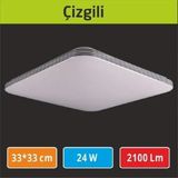 Sıva Üstü LED Panel 33X33 Çizgili Kapakdekoratiftavan Armatürü - Beyaz-6500K