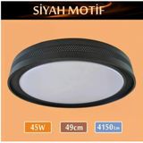 Sıva Üstü Led Panel 45W 49 Cm Çapında Model Siyah Motif Led Avize