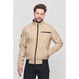 Sivaist Erkek Krem Mevsimlik Triko Detaylı Fermuarlı Iç Cepli Mont&Ceket - 2XL