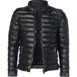 Sivaist Erkek Siyah Slim Fit Içi Kalın Kürklü Su Itici Şişme Deri Ceket & Mont - 2XL