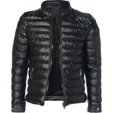 Sivaist Erkek Siyah Slim Fit Içi Kalın Kürklü Su Itici Şişme Deri Ceket & Mont - 5XL