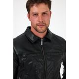 Sivaist Erkek Yakalı Slim Fit Triko Astarlı Mevsimlik Deri Ceket&Mont