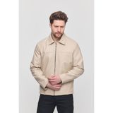 Sivaist Krem Erkek Basic Suni Deri Yazlık Ceket&Mont - XL