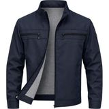 Sivaist Lacivert Erkek Pamuk Polyester Karışımlı Çift Göğüs Fermuarlı Su ve Rüzgar Geçirmez Mevsimlik&yazlık Mont - 2XL