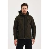 Sivaist Yeşil Erkek Su Geçirmez Içi Polarlı Iç Çepli Çıkartılabilir Kapüşonlu Softshell Mont&kaban