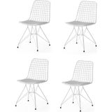 Sivas Gözde Metal Telli Mutfak Cafe Ofis Bahçe Sandalyesi 4lü Set - Beyaz