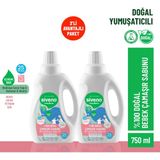 Siveno %100 Doğal Bebek Çamaşır Sabunu Kendinden Yumuşatıcılı Bitkisel Deterjan Konsantre 750 ml X2 Adet