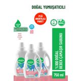 Siveno %100 Doğal Bebek Çamaşır Sabunu Kendinden Yumuşatıcılı Bitkisel Deterjan Konsantre 750 ml X3 Adet