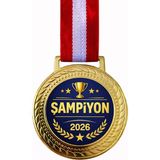 Siverek Reklam 1 Adet Şampiyon 2026 Madalyası Altın Renk Ödül Madalyası - 50 x 50 cm - Sarı