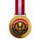 siverek reklam Başarı Madalyası Altın Renk Kupa Tasarımlı Kurdeleli Ödül Madalyası 5.5 cm