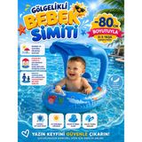 Siverek Reklam Gölgelikli Bebek Simidi 80 cm Mavi & Pembe | 0-5 Yaş Uv Korumalı Güneşlikli Bebek Yüzme Simidi Havuz ve Deniz Için