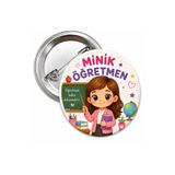 siverek reklam Kişiye Özel Minik Öğretmen Rozeti 5,5 cm – 1 Adet İğneli Metal Yaka Rozeti – Çocuklar İçin Sevimli Meslek Temalı Rozet
