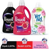 Sıvı Çamaşır Deterjanı 2 x 3l (100 Yıkama) Siyah+Renkli+Vernel Max 1440ML Şakayık