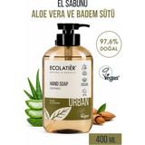 Sıvı El Sabunu Nemlendirici Yumuşatıcı Aloe Vera Ve Badem %97,6 Doğal Sıvı Sabun, 400 ml