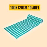 Sıvı Geçirmez Kullan At Masa Örtüsü 10 Adet 100X120 cm Yeşil Kareli