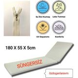 Sıvı Geçirmez Kumaş Fermuarlı Şezlong Minderi Kılıf Süngersiz 180X55X5 cm - Krem