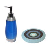 SIVI SABUNLUK VE SABUNLUK 2 Lİ BANYO SETİ,GRİ MAVİ VE ÖRGÜ