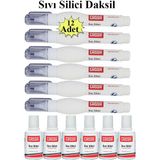 Sıvı Silici Daksil ve Kalem Daksil 12 Adet Cassa Fırçalı Sıvı Düzeltici Daksil Yazı Düzeltici Okul Ofis Büro Fırça Uçlu - Beyaz - 18 ml