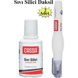 Sıvı Silici Daksil ve Kalem Daksil 2 Adet Cassa Fırçalı Sıvı Düzeltici Daksil Yazı Düzeltici Okul Ofis Büro Fırça Uçlu - Beyaz - 18 ml