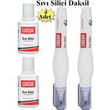 Sıvı Silici Daksil Ve Kalem Daksil 4 Adet Cassa Fırçalı Sıvı Düzeltici Daksil Yazı Düzeltici Okul Ofis Büro Fırça Uçlu