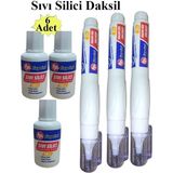 Sıvı Silici Daksil ve Kalem Daksil 6 Adet Fırçalı Sıvı Düzeltici Daksil Yazı Düzeltici Okul Ofis Büro Fırça Uçlu Daksi - Beyaz - 18 ml