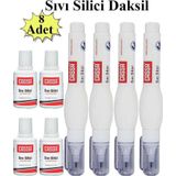 Sıvı Silici Daksil Ve Kalem Daksil 8 Adet Cassa Fırçalı Sıvı Düzeltici Daksil Yazı Düzeltici Okul Ofis Büro Fırça Uçlu