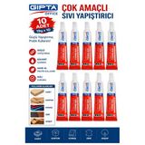 Sıvı Yapıştırıcı 19 Gr Tüp Gıpta Çok Amaçlı Kuvvetli Yapıştırıcı 10 Adet Okul Büro Yapıştırıcısı Kağıt Karton