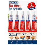 Sıvı Yapıştırıcı 19 Gr Tüp Gıpta Çok Amaçlı Kuvvetli Yapıştırıcı 5 Adet Okul Büro Yapıştırıcısı Kağıt Karton