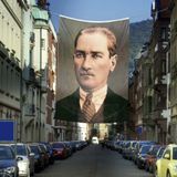 Sivil Gazi Mustafa Kemal Atatürk Portre Cephe Poster Bayrağı - 4x6 metre