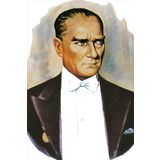 Sivil Mustafa Kemal Atatürk Portre Poster Cephe Bayrağı -Bayrak -2x3 metre