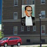 Sivil Mustafa Kemal Atatürk Portre Poster Cephe Bayrağı -Bayrak -3x4,5 metre