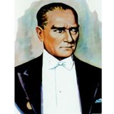 Sivil Takım Elbiseli Gazi Mustafa Kemal Atatürk Portre - Dış Cephe Poster Bayrağı -600x900 cm