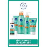 Sivilve Karşıtı Cilt Bakım Seti, Derma Skin Clear Serum,Yüz Temizleme Jeli,Tonik,Peeling,Gece Kremi