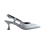 Sivri Burun Taş Detaylı Slingback Stiletto Kadın Ayakkabı | İnce Topuk Abiye Davet ve Özel Gün Şıklığı (Gri, EU Ayakkabı Beden Sistemi, Yetişkin, Kadın, Sayısal, Orta, 39)