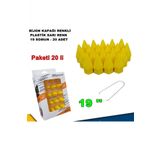 Sivri Mermi Tip Bijon Kapagi Plastik Sari Renk 19 Mm Bijon Uyumlu 20 Adet -